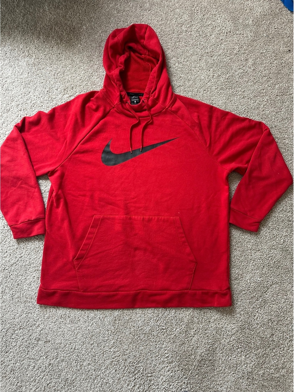 Nike red swoosh hoodie ~ XL